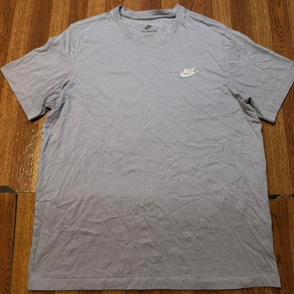 Nike Light Blue Swoosh Essential Retro‎ Sportswear Shirt Fits Large